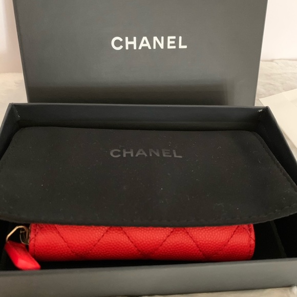 CHANEL Card Holder Red Orange in Gold Hardware - Picture 7 of 13